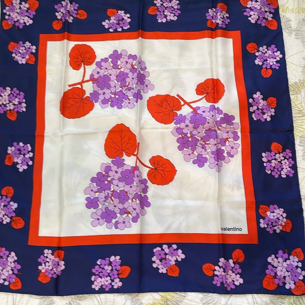 Vintage 1970s 34” Valentino silk scarf